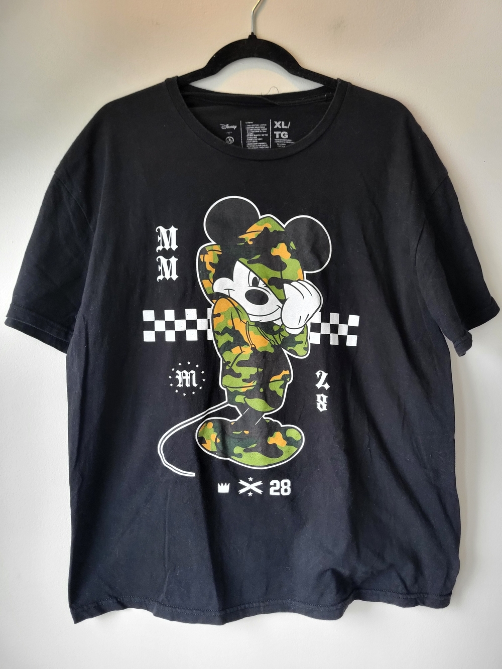 Disney Black Tee with Camo Mickey Graphic